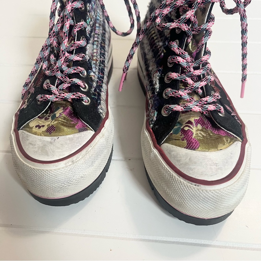 Desigual Mixed Textile Patchwork Sneaker Platform… - image 3